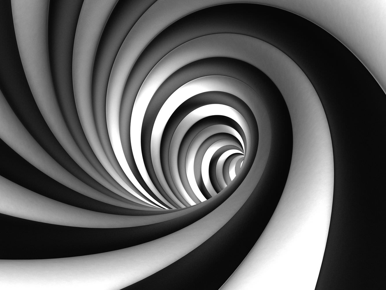 3D фотообои чёрно-белая спираль